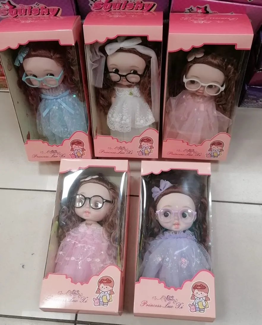 Squishy Lalki Princess z okularami, 6 szt w opakowaniu