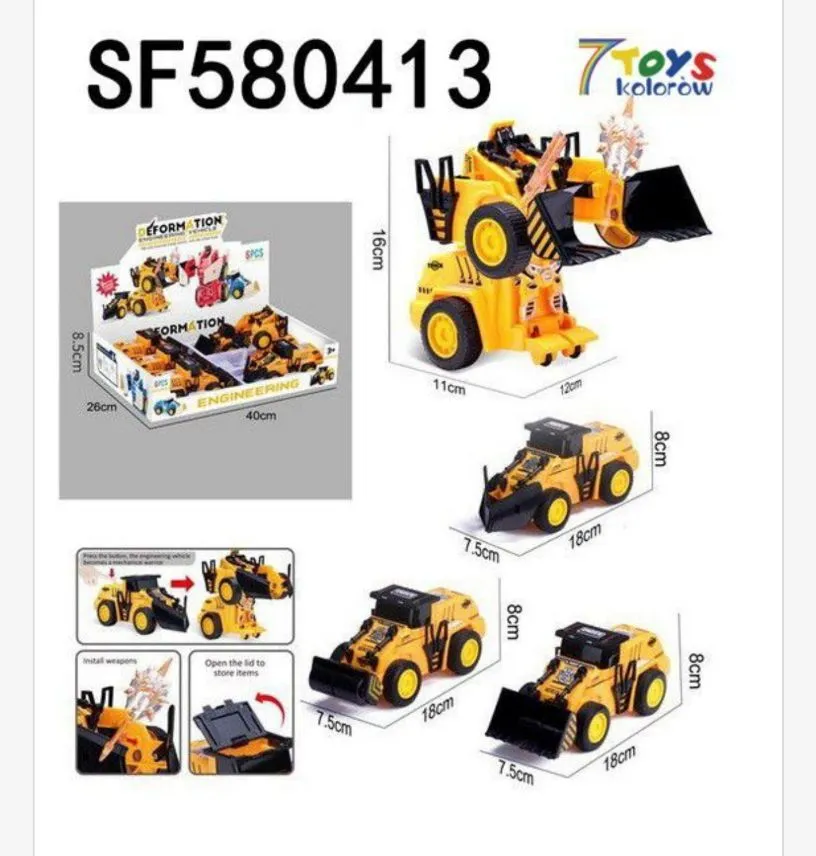 Zabawka Samochód Deformujący Koparka Żółta SF580413