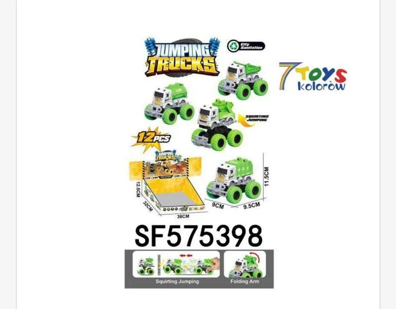 Zabawki Jumping Trucks - skaczące ciężarówki, 12 szt
