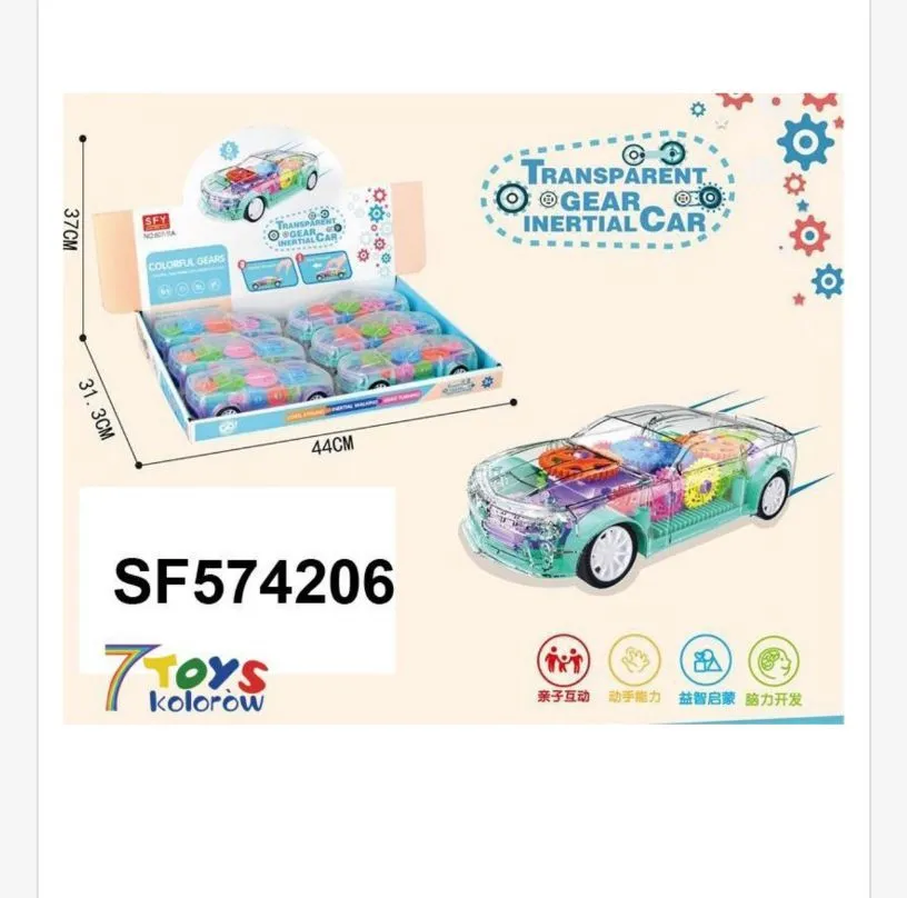 Przezroczysty samochód inercyjny Transparent Gear Car 44cm