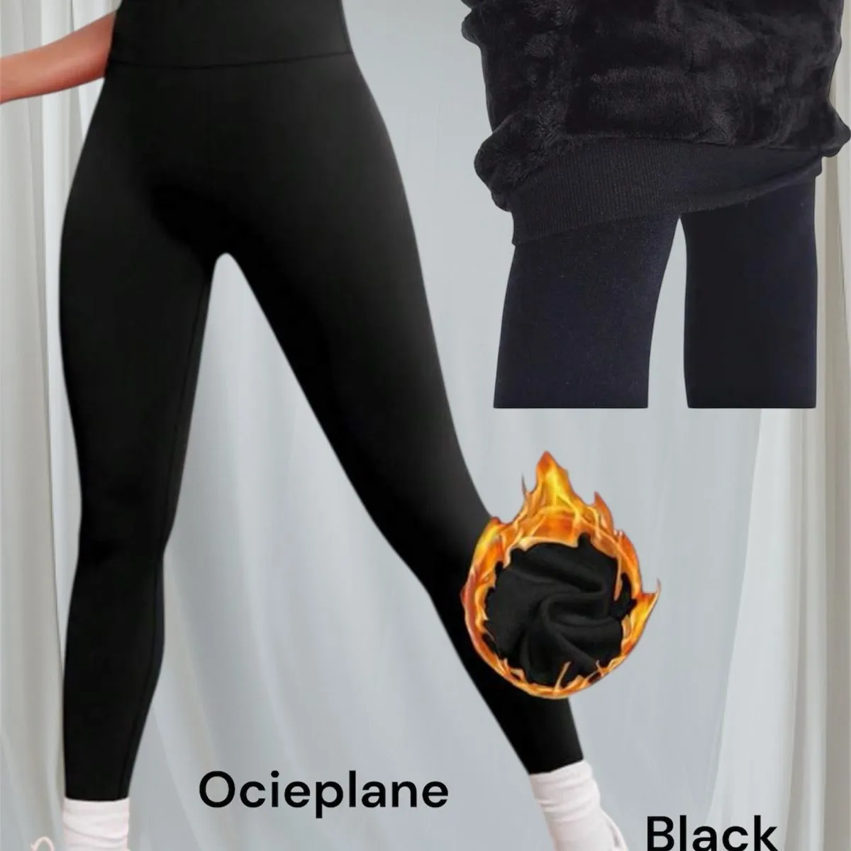Legginsy damskie ocieplane czarne M/L/XL/XXL