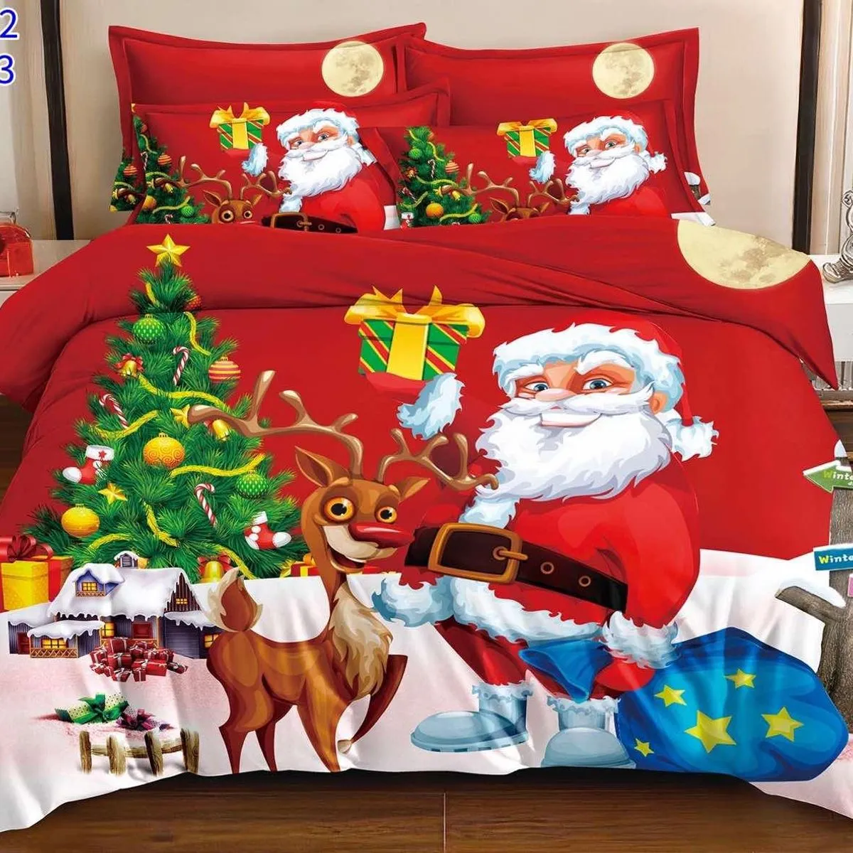 Komplet pościeli świąteczny bawełna satynowa 200/220 4el