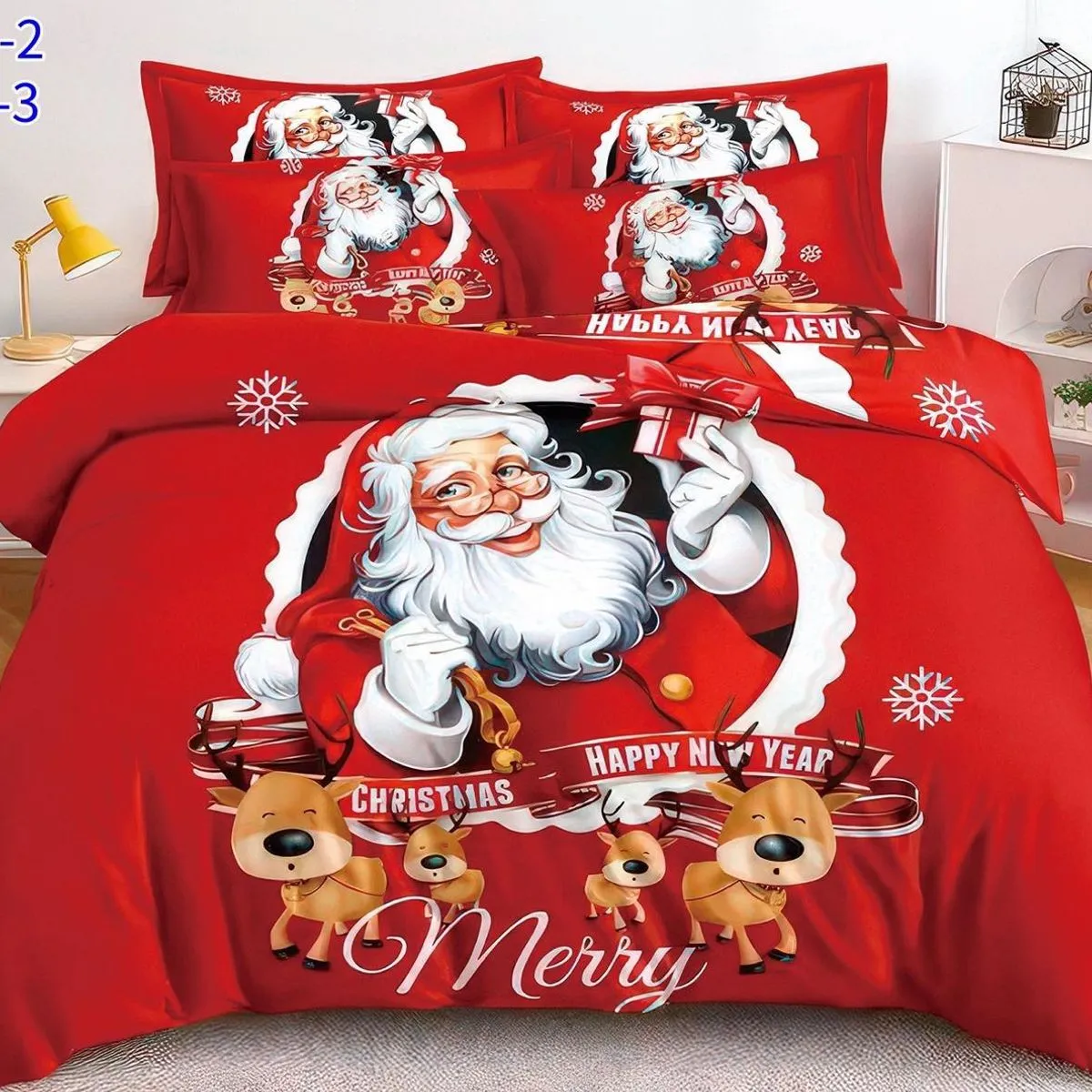 Komplet Pościeli Świąteczny Santa 4el. 160/200 Satyna Bawełna
