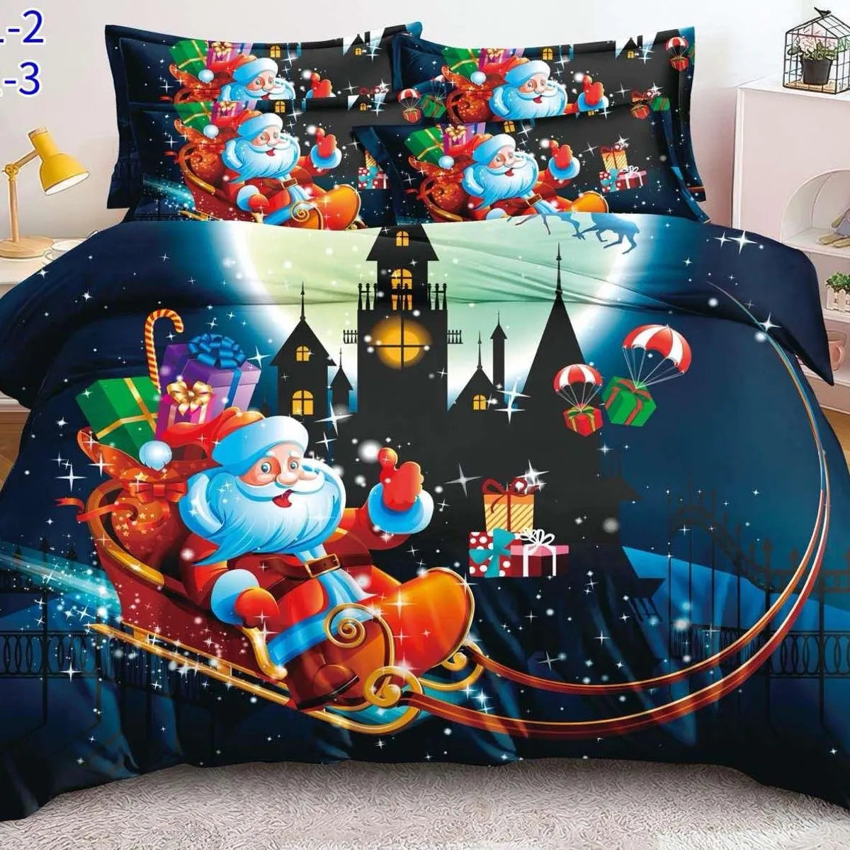 Komplet Pościel Świąteczny Santa 4el. 160/200
