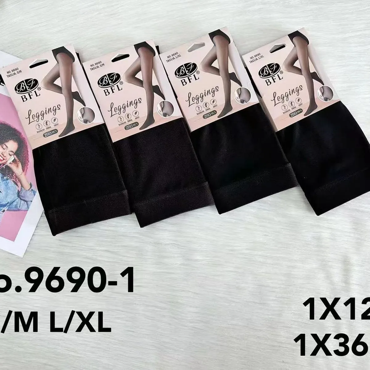 Legginsy damskie BFL M/L XL czarne No.9690-1