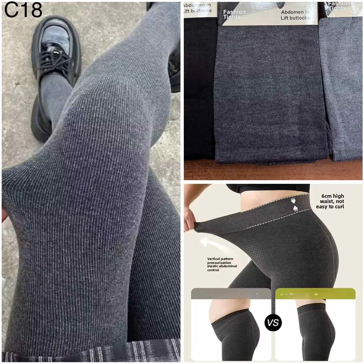 Rajstopy damskie 3-6XL Lift Buttock szary C18