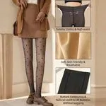Rajstopy damskie czarne wzór serca high waist