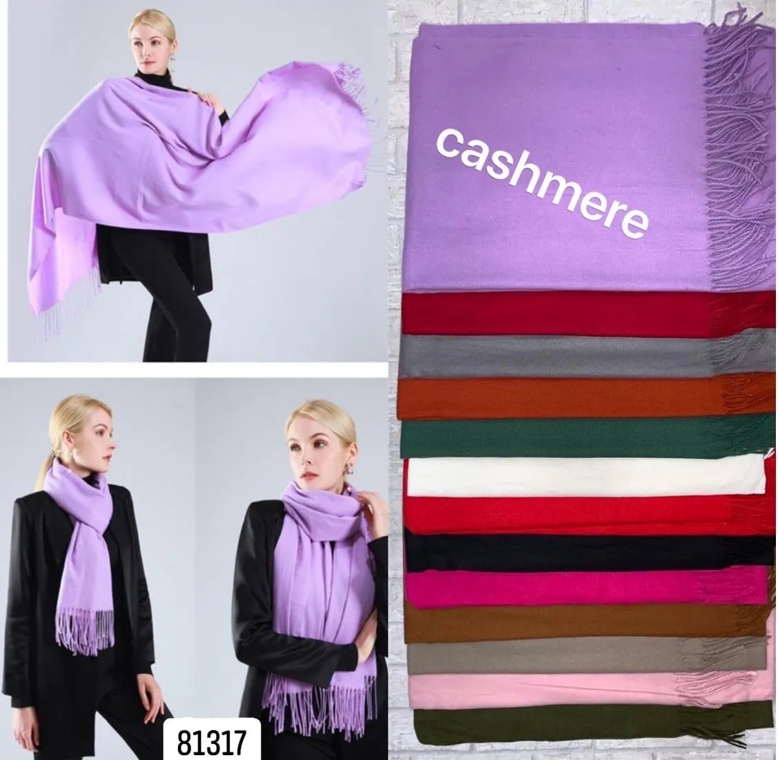 Szaliki damskie cashmere fioletowy i mix kolorów