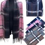 Szaliki damskie w kratę viscose mix 12 szt