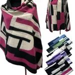Szaliki damskie wzorzyste viscose wool mix 12 szt