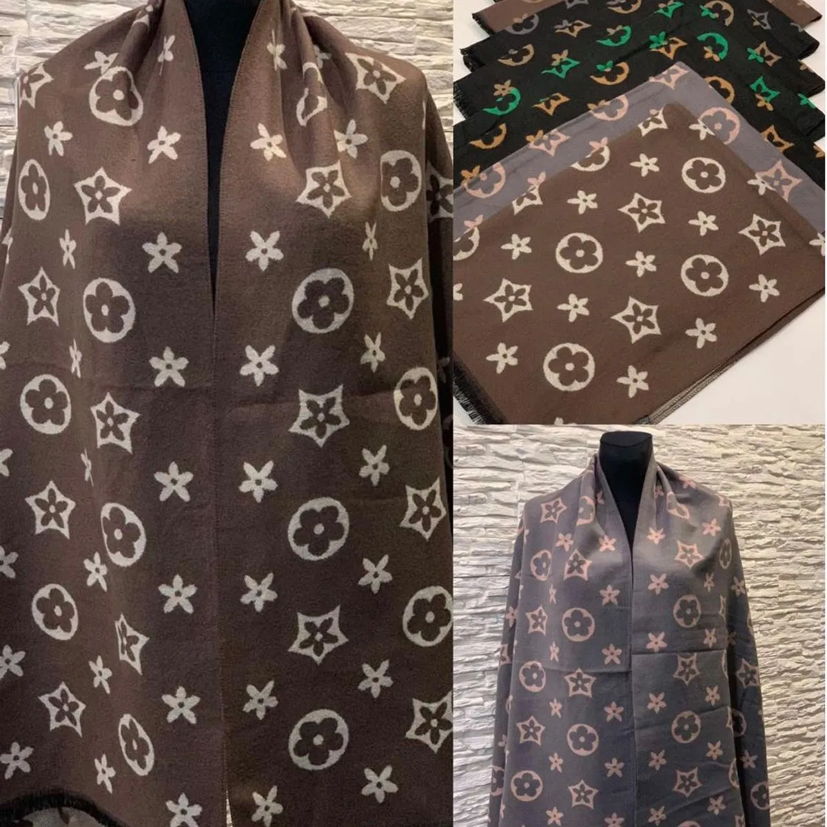Szaliki damskie wzór kwiatowy viscose cotton
