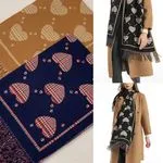 Szaliki damskie wzór serca viscose/laine 65/35 mix 12 szt