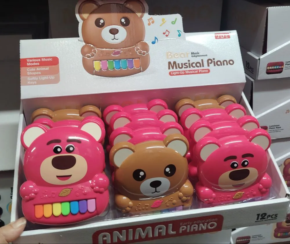 Zabawka Animal Light Musical Piano z misiem 12 szt