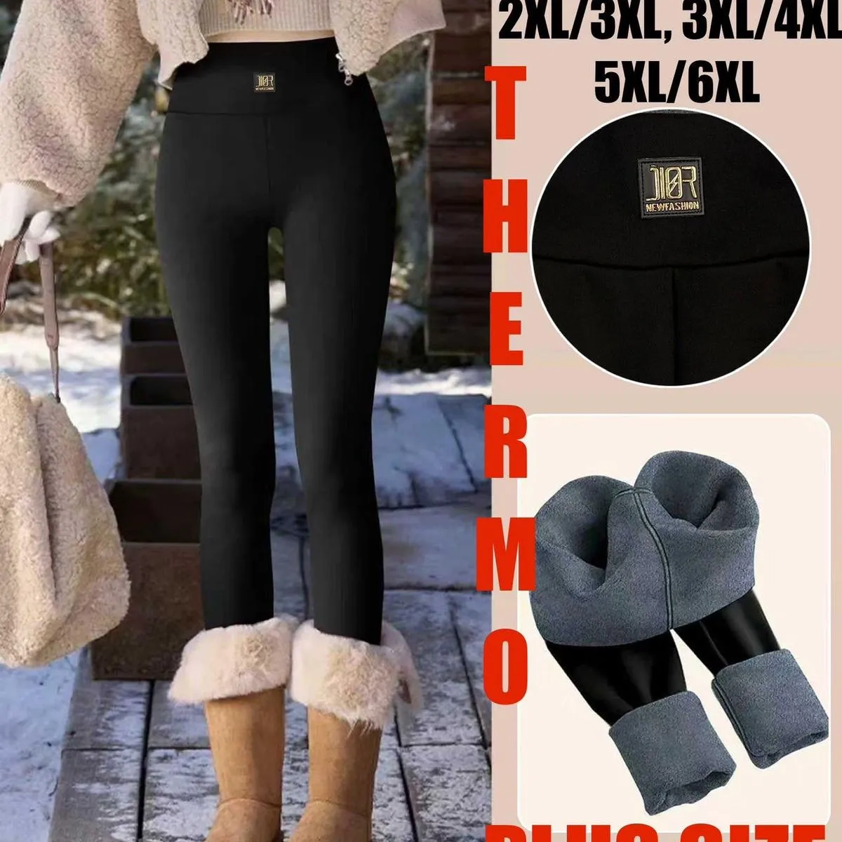 Legginsy damskie termoaktywne 2XL/3XL, 3XL/4XL, 5XL/6XL czarne