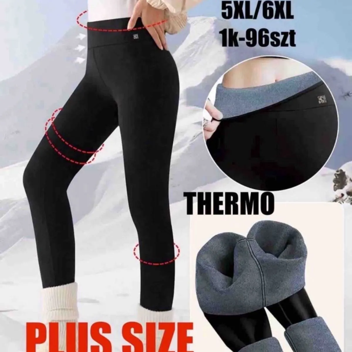 Leggingsy damskie termo plus size 1-6XL