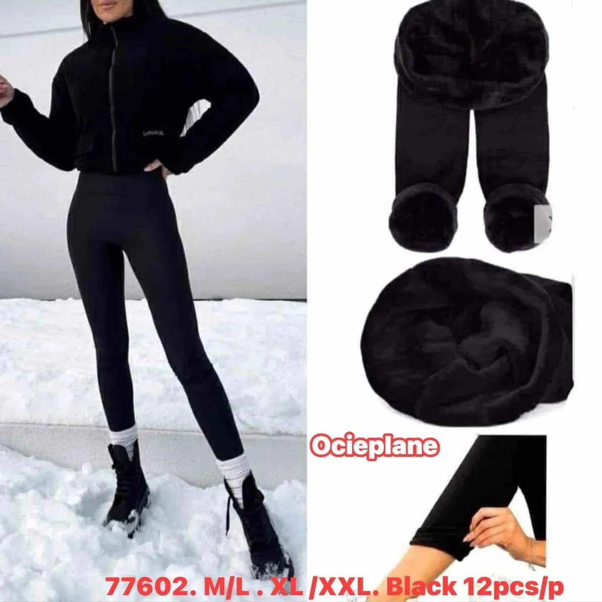 Ocieplane Legginsy Damskie M/L XL/XXL Czarne