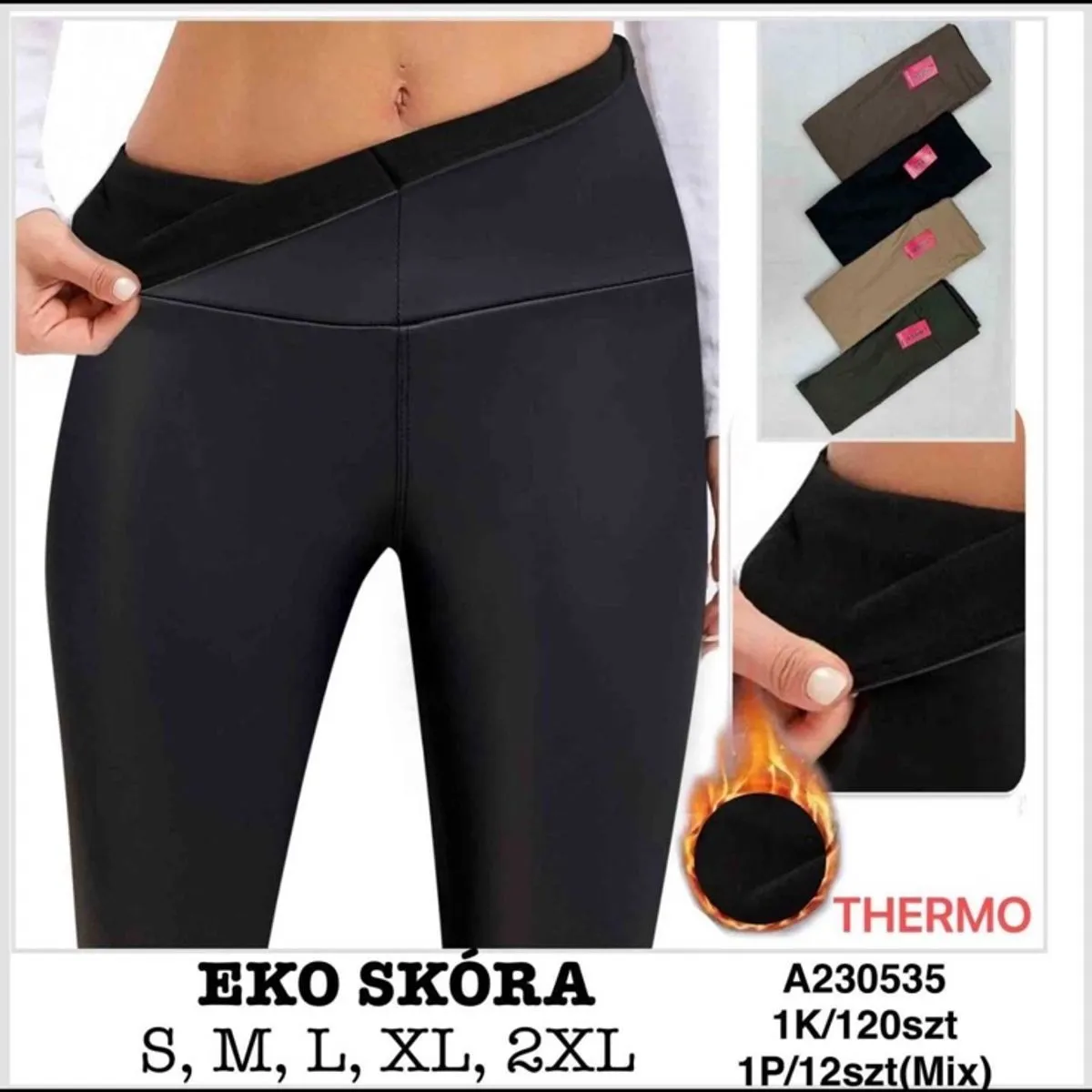 Leggingsy damskie Eko Skóra termo S, M, L, XL, 2XL