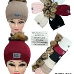 Czapki damskie z pomponem 75% akryl 10% nylon CO25752