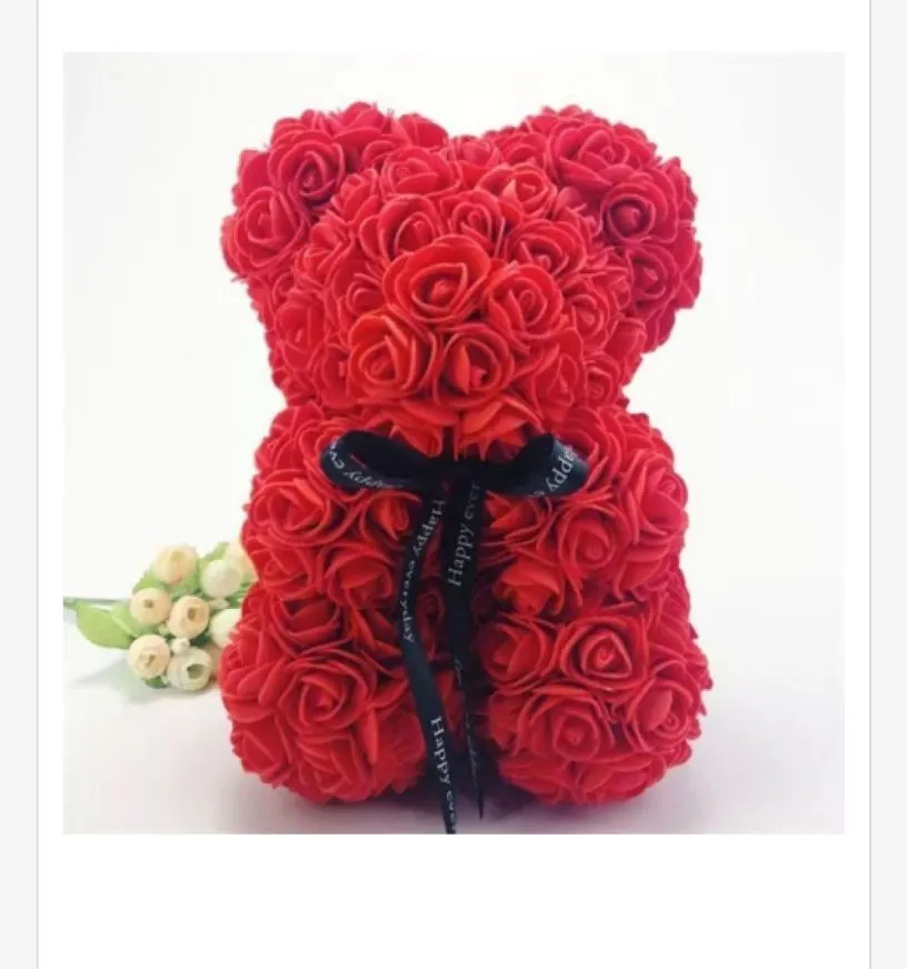 Prezent Pudełko Miś z Kwiatów Różowych 18cm