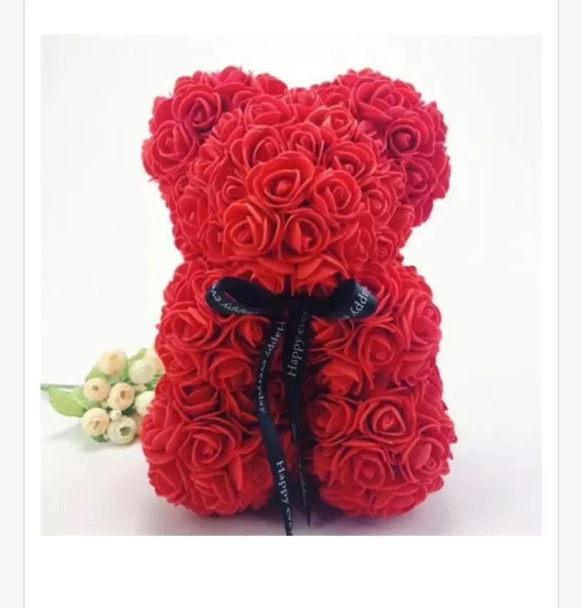 Prezent Pudełko Miś z Róż Czerwony 23cm