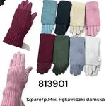 Rękawiczki damskie na palce mix kolorów 12 par/pak.