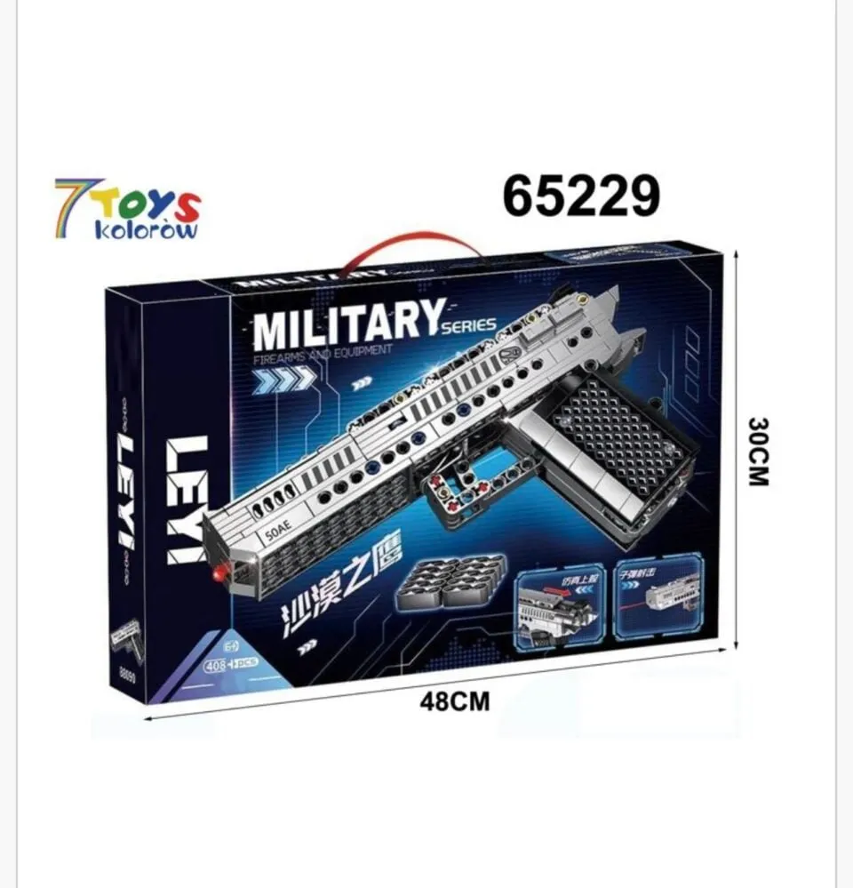 Klocki Pistolety Military 408PCS LEYI Model 50AE 48x30cm