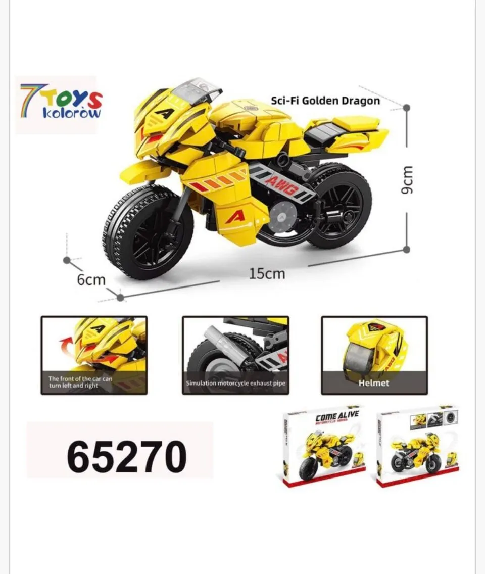Klocki Motorcycle Series Come Alive Sci-Fi Golden Dragon 15cm 6szt