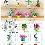 Klocki Kwiaty Bonsai 7 Kolorów, 8 sztuk, mix wzorów roślin