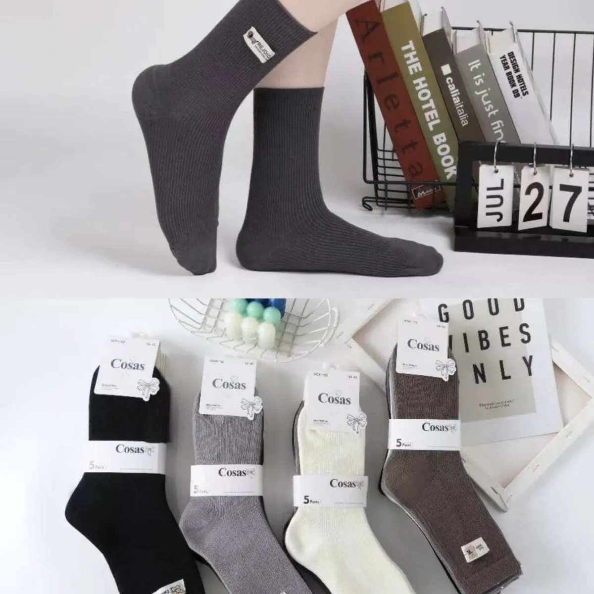 Skarpetki damskie Cosasasa szare mid-calf rozmiar 35-38/39-42