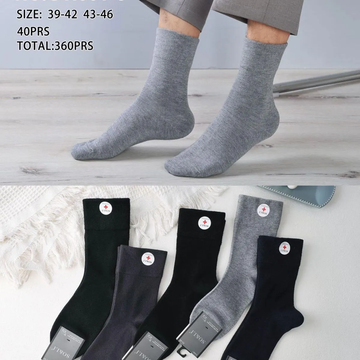 Skarpetki męskie SO&LI NO:G N001-8 rozmiar 39-46, 40 szt