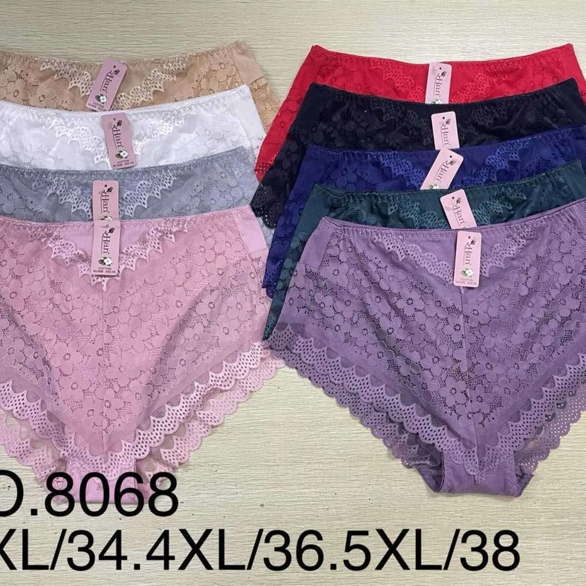 Majtki damskie koronkowe XL-5XL NO. 8068, 24 szt