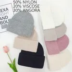 Czapki damskie beanie z angory 50% nylon, 20% wiskoza, 30% angora