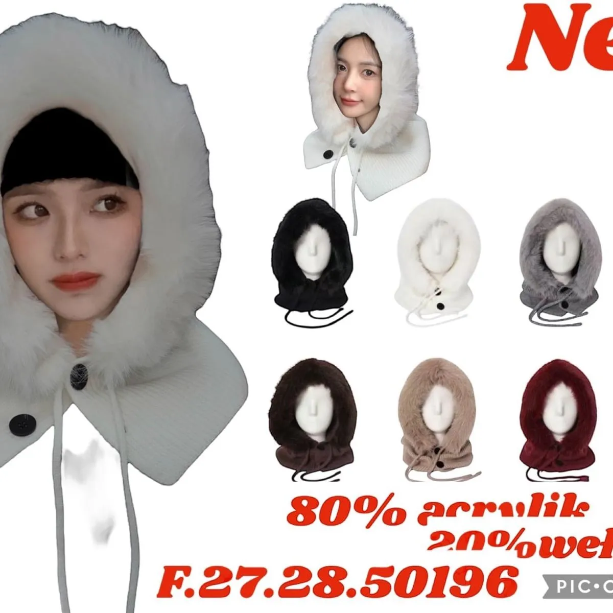 Czapki damskie z futerkiem 80% perwilk F27.28.50