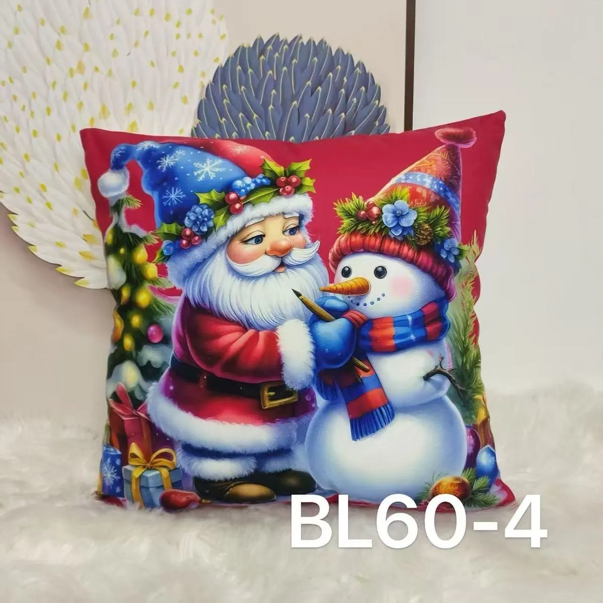 Poszewka Świąteczny 40x40cm Santa i Bałwan