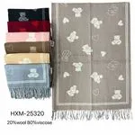 Szaliki damskie z misiem XM-25320, 20% wełna 80% wiskoza