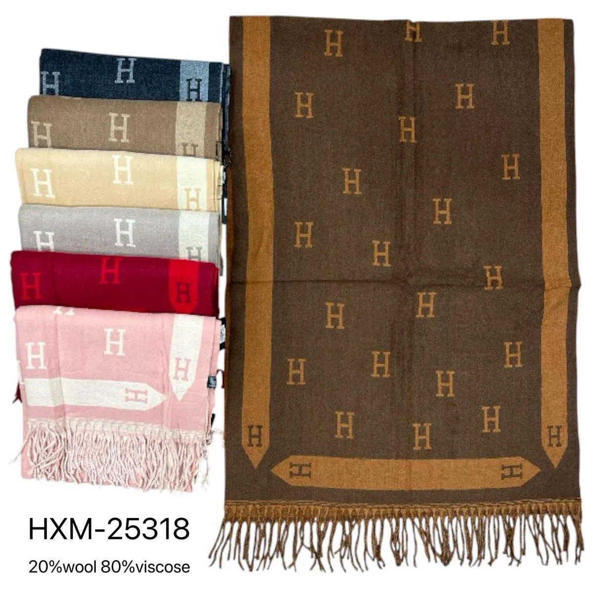 Szaliki damskie HXM-25318 20% wełna 80% wiskoza