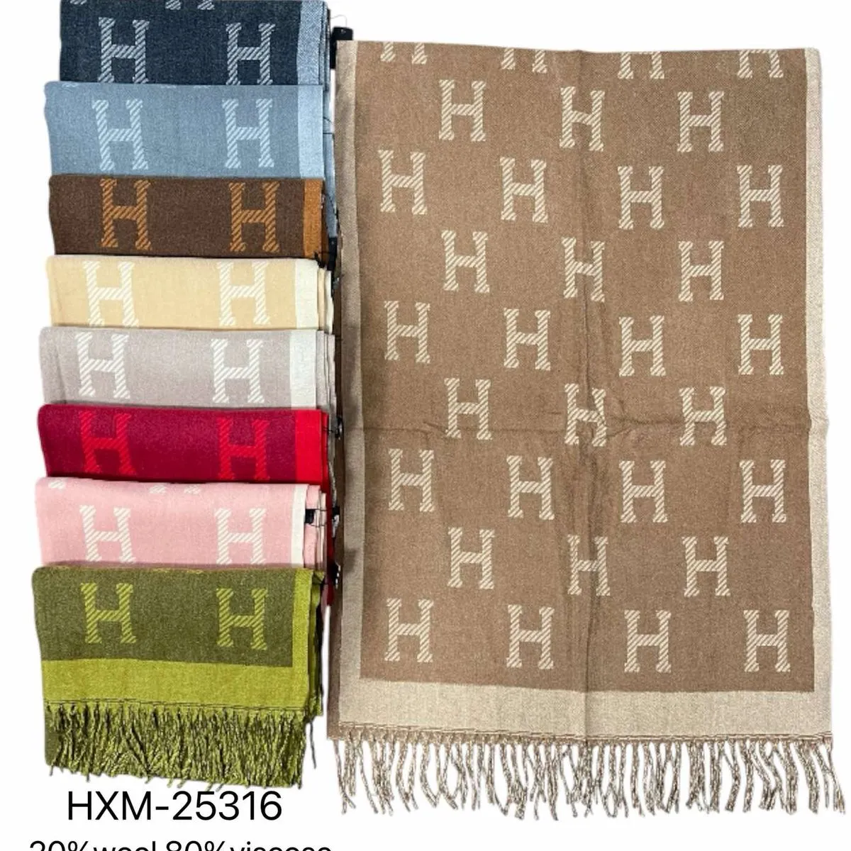 Szaliki damskie H&M 20% wełna 80% wiskoza HNXM-25316