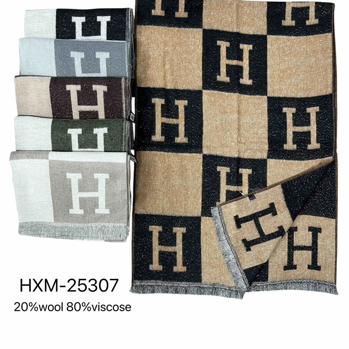Szaliki damskie z wełną i wiskozą HKM-25307