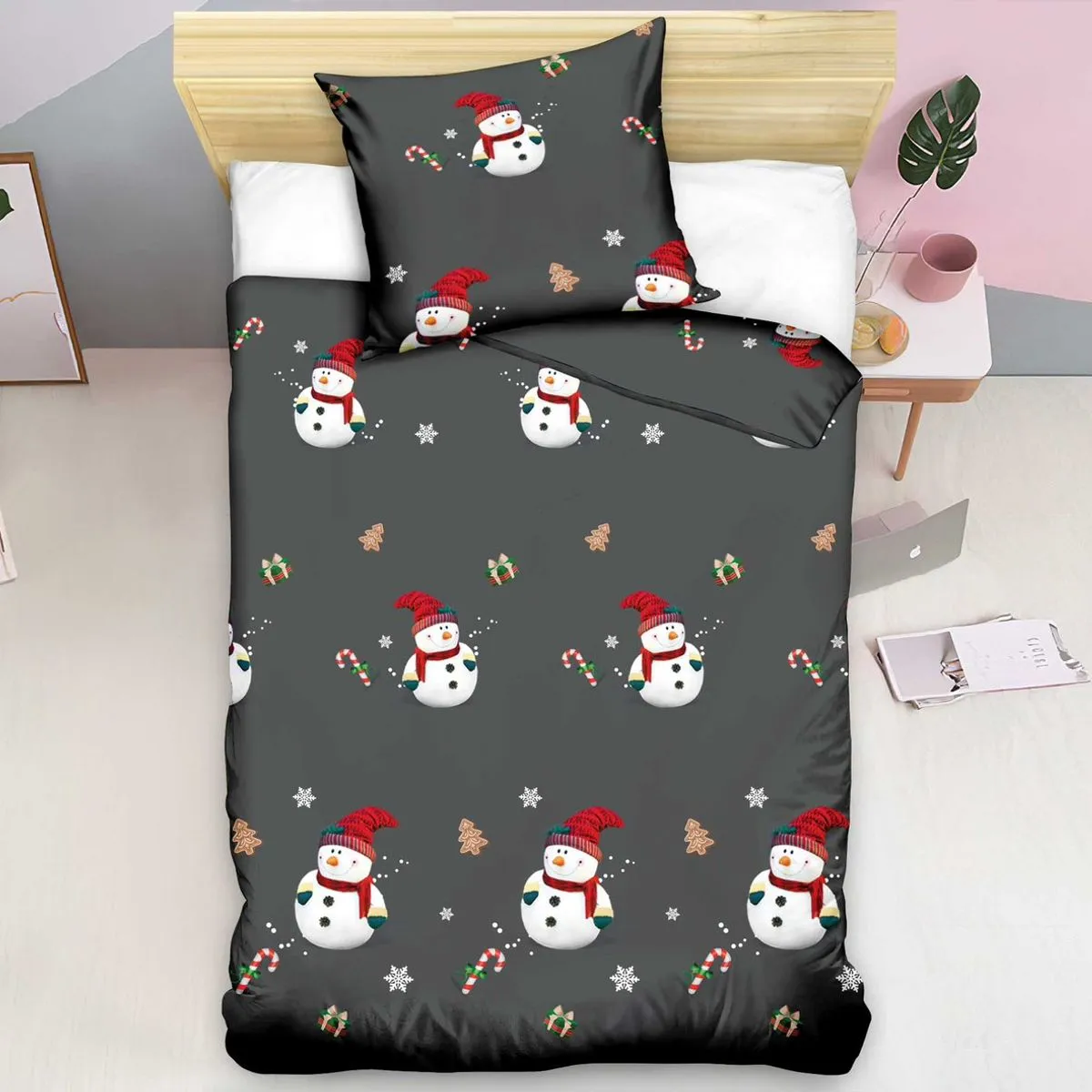 Komplet Pościel 140/200 Fashion Home Satyna Bawełna 2cz Świąteczny