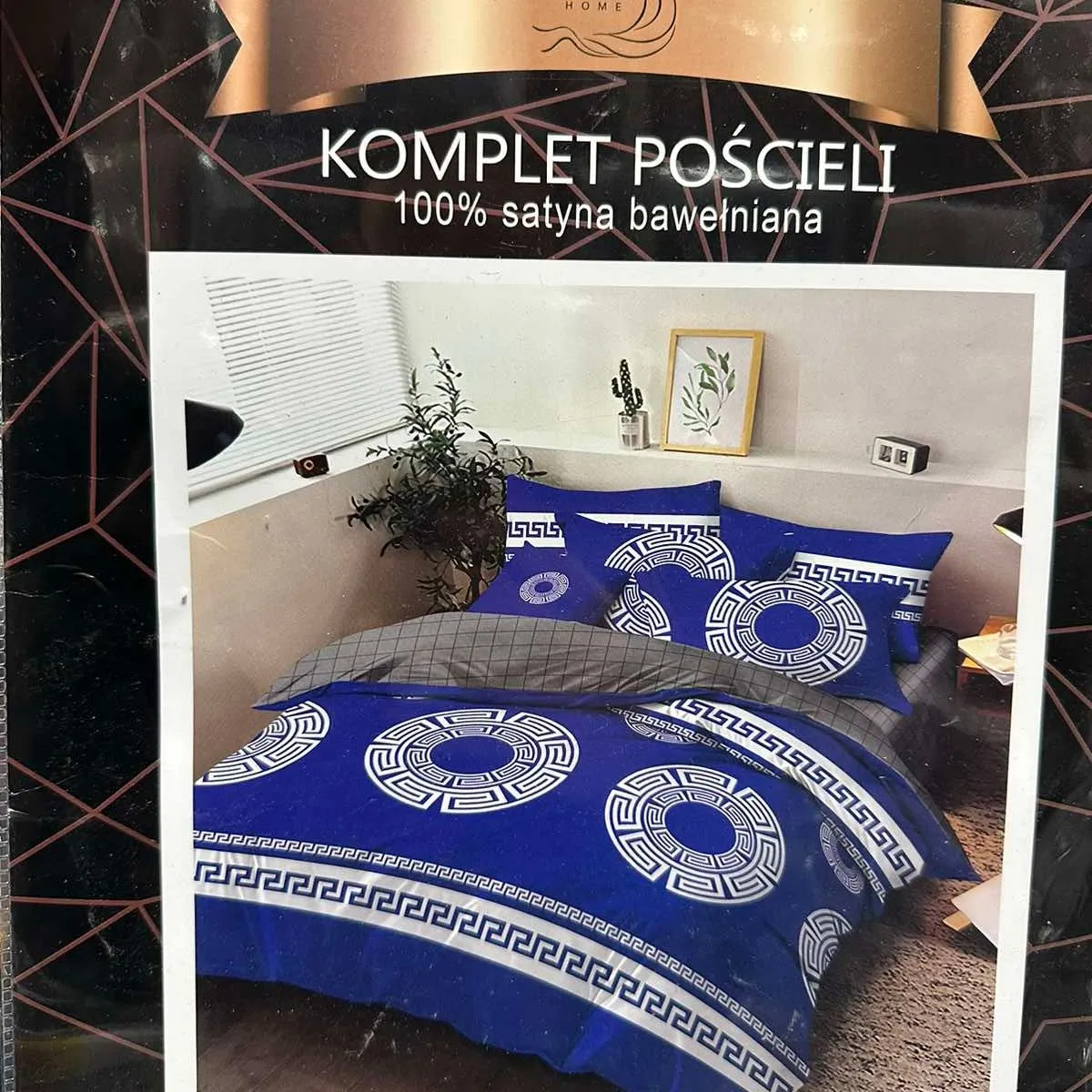 Komplet Pościeli 4cz 160/200 Satin Bawełniany Niebieski