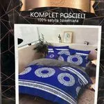 Komplet Pościeli 4cz 160/200 Satin Bawełniany Niebieski
