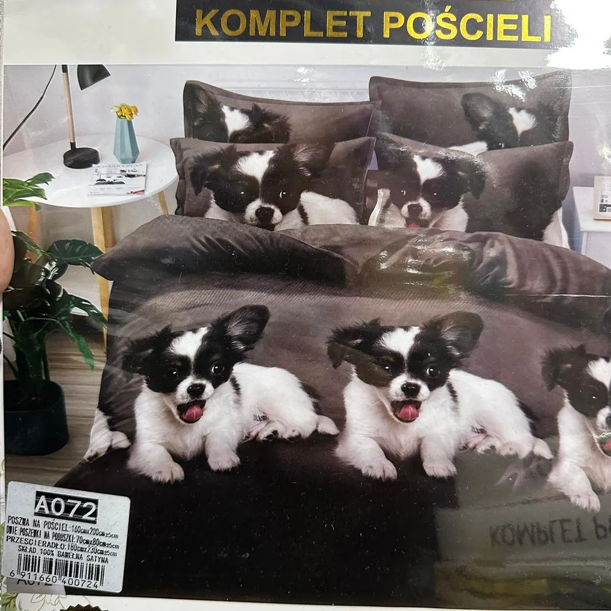 Komplet Pościeli 4CZ 160/200 Pieski 100% Nie Farbowane