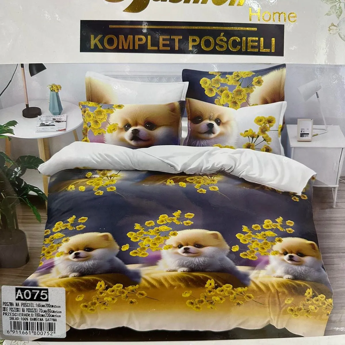 Komplet Pościeli 4CZ 160/200 Pomeranian Kwiaty