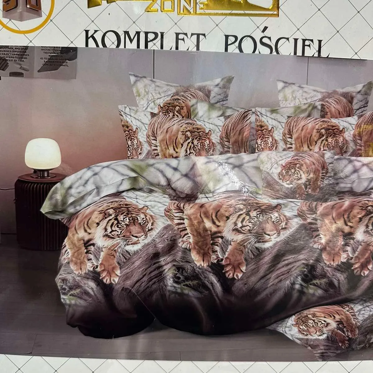 Komplet Pościel 4CZ 160/200 Milano z Tygrysem