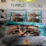 Komplet Pościel 4cz Milano 160/200 Koty Turkusowe