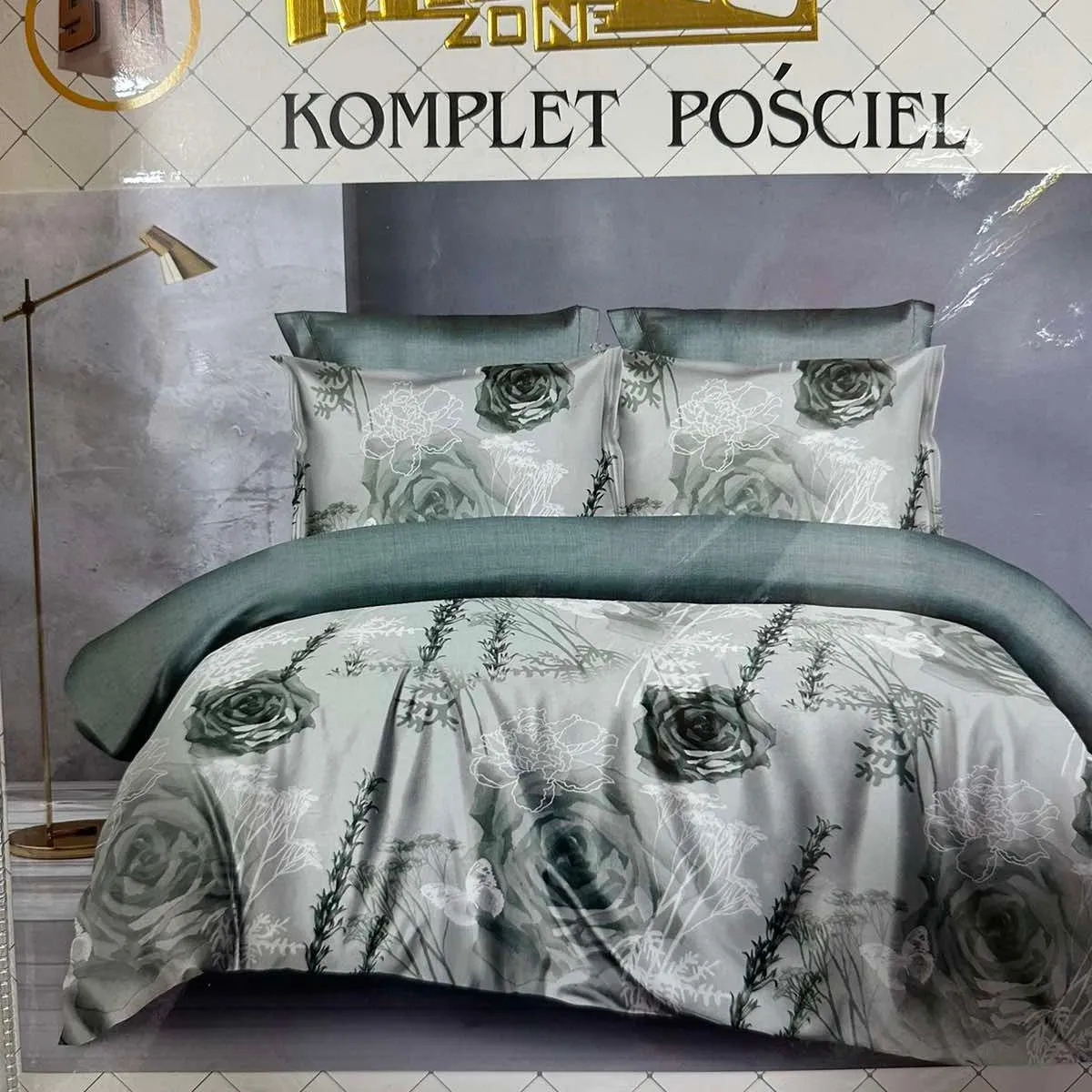 Komplet Pościel 4cz Milano 160/200 Róża Szara
