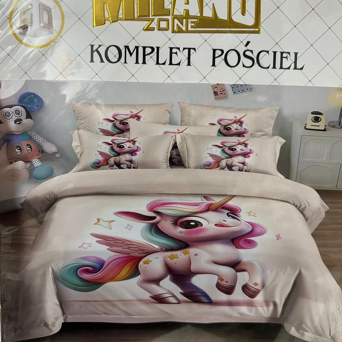 Komplet Pościel 4CZ 160/200 Milano z Jednorożcem