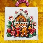 Poszewka 40x40 cm Sweet Home z motywem piernikowego domku