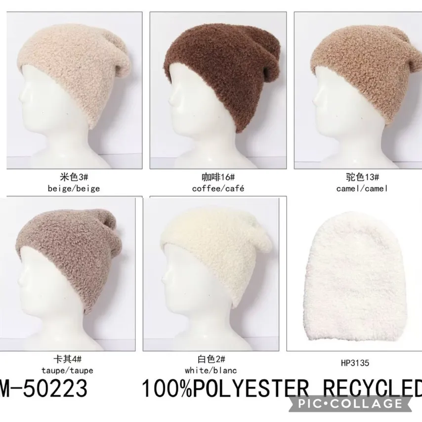 Czapki damskie beanie z poliestru recyklingowego 4 kolory
