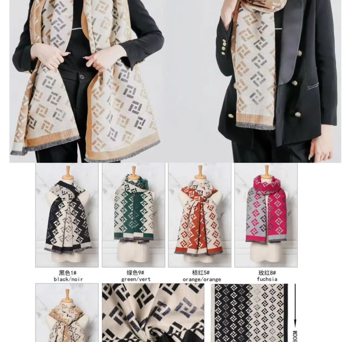 Szaliki damskie z wzorem 80% Wool Mix 20% Viscose